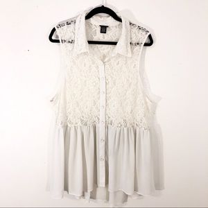 Torrid Lace Button Down Tank Top Size 3